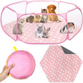 VitalCozy Guinea Pig Playpen with Mat Small Animal, Pink, Star - color: Pink