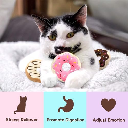 CiyvoLyeen Plush Donut Catnip Toys for Indoor Cats 6 Pack - color: Donut - 6Pcs