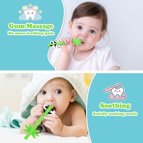 Baby Teething Toy, Silicone Teether Sticks for Teething Relief, BPA Free - color: Green Orange