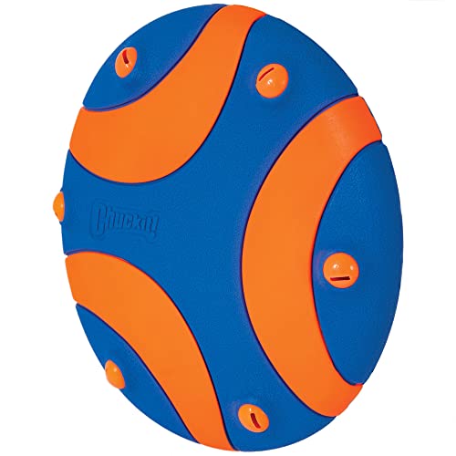 Chuckit! Whistle Flight Fetch Toy, Orange/Blue, for Medium to Large Dogs - size: 10.6"L x 1.2"W x 11.1"H