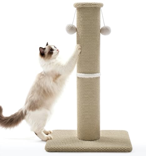 Made4Pets Tall Cat Scratching Post, Carpet Scratcher for Indoor Cats, 33" - color: Beige, size: 33"