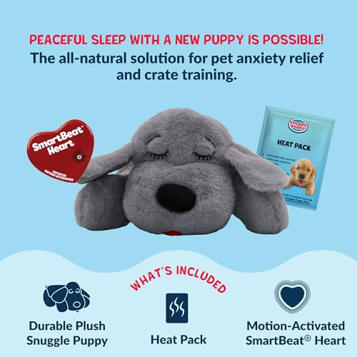 Snuggle Puppy Heartbeat Toy, Calming Comfort, Medium Breeds - Gray - color: Grey
