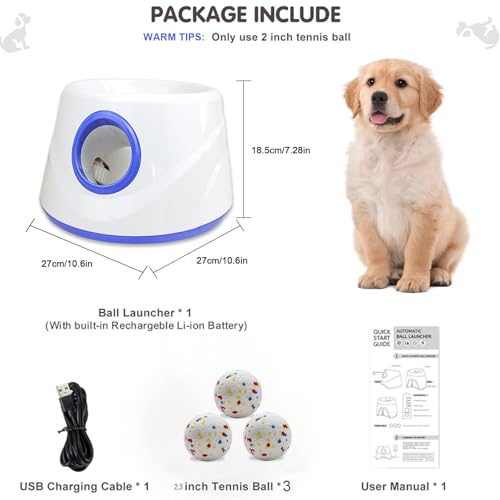 Automatic Dog Ball Launcher-Interactive Dogs Balls Thrower for Small Dogs - color: White
