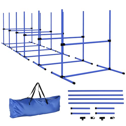 PawHut 6 Piece Dog Agility Training Equipment for Dog Agility Course Blue - color: Blue, size: 6 Piece