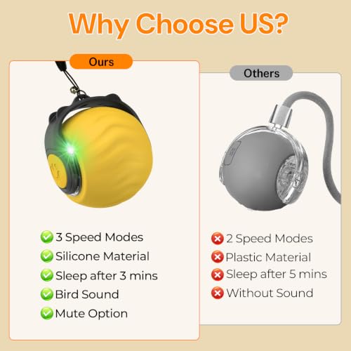 Interactive Cat Toys with Bird Sounds & 7 Speed Modes for Indoor Cats Play - color: A2 Yellow