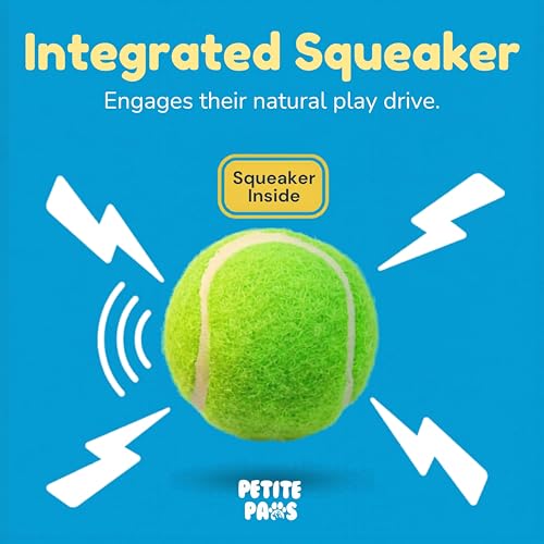 Squeaky Mini Tennis Balls for Small Dogs Puppy - 1.5 Inch - 6 Pack - Dog Toys for Small Dogs, Training Positive Reinforcement, Interactive Fetch Tiny Squeaker Balls for Ball Launcher - size: 1.5", style: 6 Pack