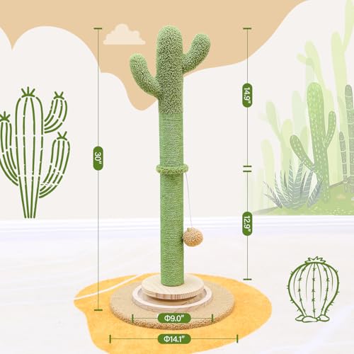Globlzer 30in Cactus Cat Scratching Post for Indoor Cats, SC30, Green