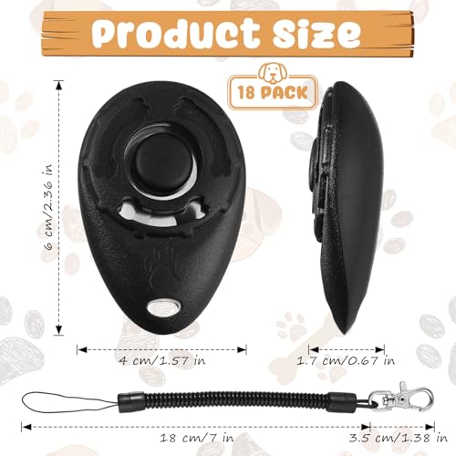 Frienda 18 Pcs Dog Training Clicker with Wrist Strap for Pets, Black - color: Black