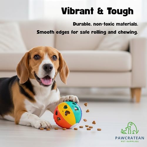 Treats Dispensing Toy Dog Training Cat Ball Puzzle Toy with Bell- Durable, Entertaining Enrichment, Colorful Indoor Exercise
