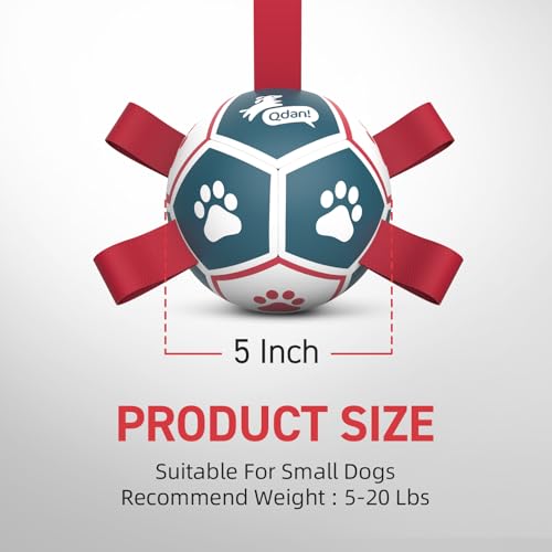 QDAN Small Dog Toys, Outdoor Indoor Toys to Keep Them Busy, Dog Soccer Ball - color: Red-Blue, size: Small Size 1 (5 Inch)