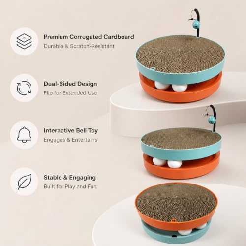 Interactive Cat Ball Track Toy Cat Scratcher (Orange) - color: Orange