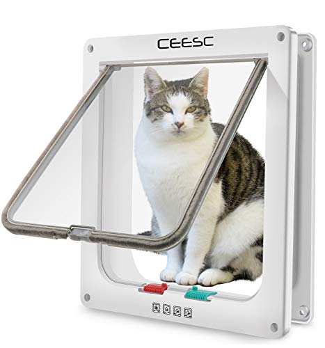 CEESC X-Large Cat Door for Pets up to 25 lbs, Weatherproof, White - color: White, size: XL- Inner size: 7.9"(W) x 8.7"(H)