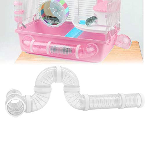 Hamster Tube Set, 8 Pack Transparent Curved Pipe Pet Cage Tunnel Hamster Toy DIY Creative Connection Tunnel External Sports Tube for Mouse Rat and Other Small Animal