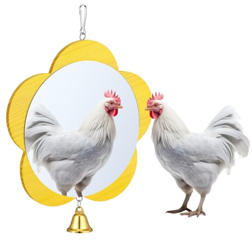 Sadnyy Extra Large Chicken Mirror Toy for Coop Flower Frame with Bell - color: Yellow, size: Flower