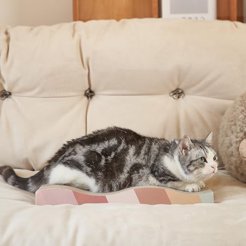 SIDAZON Cat Scratching Board cat Scratcher Cat Scratch Pad Cardboard cat scratchers for Indoor Cats Reversible Large Wide Corrugated with Catnip(2pcs) - size: 2-Pack