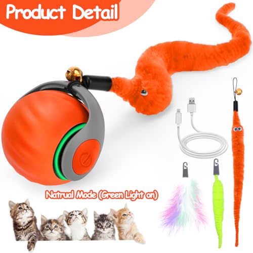 Mity rain Interactive Cat Toy Ball, Rechargeable Cat Toys for Indoor Cats - color: Orange