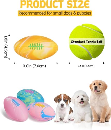 SCHITEC Dog Squeaky Toy Balls, Interactive Squeak Puppy Balls for Fetch Play, Latex Rubber Pet Toy for Puppies Mini Breed Small Dogs - size: For Mini/Small Dogs, style: Football