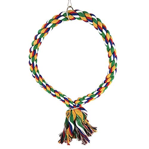 Litewoo Bird Swing Toy Colorful Cotton Rope Perches for Parrots Budgie Parakeet Cockatiel Conure Finch Lovebird - color: Medium