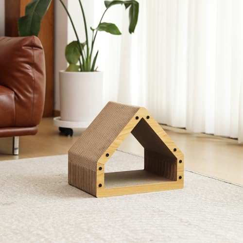 FUKUMARU Cat Scratcher House, Cozy Cardboard Cat Bed Design Scratching Pad