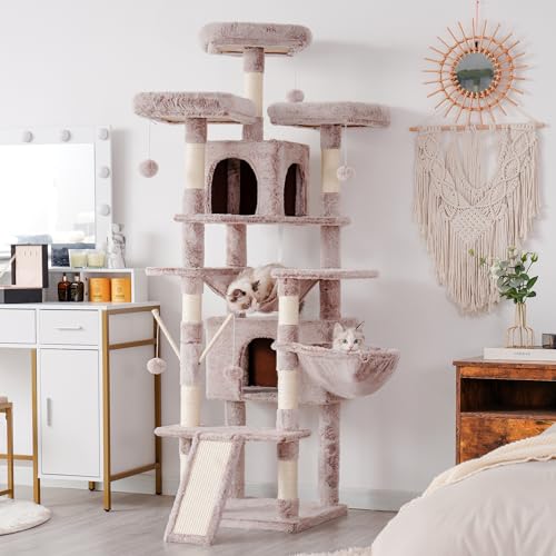 Hey-brother Cat Tree Tower with Stable Multi-Level Padded Perches, MPJ034MU - color: Muchroom