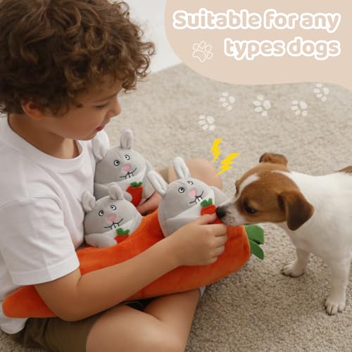 IFOYO Hide and Seek Dog Puzzle Toys, Plush Interactive Puppy Toys for Small, Medium Dogs, Easter Puppy Essentials - style: Rabbit