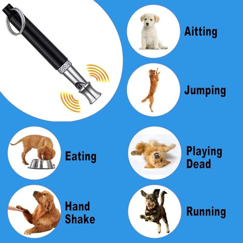 Dog Whistle with Lanyard Whistle to Stop Barking Neighbors Dog Provides The Perfect Bark Control and Effective Memory Training for All Dog Breeds (Black+White, 2 Pcs)