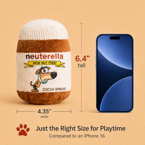 Neuterella – Funny Neutering Themed Parody Squeaky Crinkle Dog Toy | Hilarious Gift for Dog Lovers | Plush Novelty Toy for Small, Medium and Large Dogs