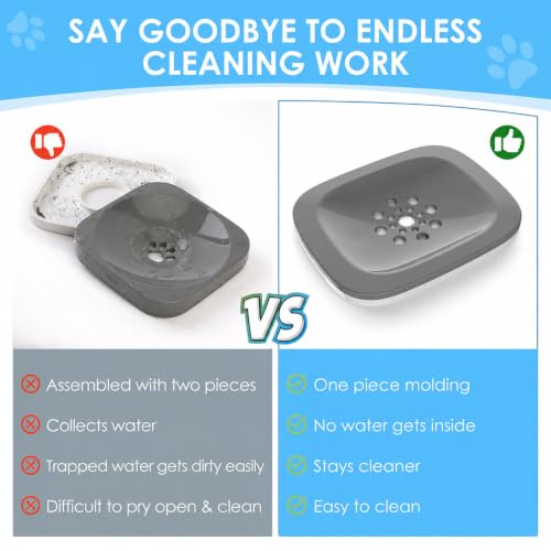 AONKEY 3L No Spill Dog Water Bowl with Slow Drinking Disk(Gray) - color: Gray