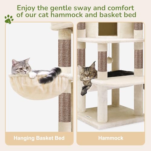 Globlazer Corner Stable Cat Tree Tower with Scratching Post, C51, Beige - color: Beige, size: 51inch