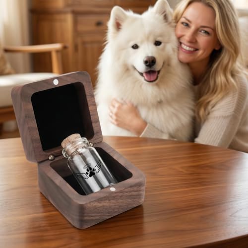 SOITIS Small Pet Urn for Dogs Cats Little Urn for Pets Ashes Keepsake - color: Black Paw