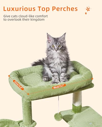 Taoqimiao Cat Tree, 38.5In Cat Tower for Indoor Cats, Suitable for Kittens - color: Green, size: 38.5 Inches