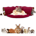 BWOGUE Bunny Tunnel Bed, 2-in-1 Collapsible Rabbit Tunnel Hideout with Mat - color: Red