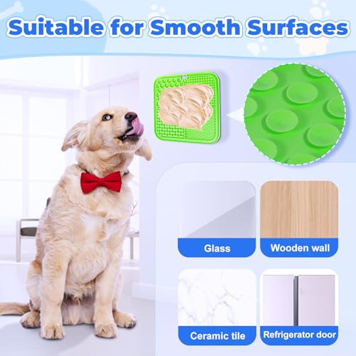 Lick Mat for Dogs, Slow Feeder with Suction Cups for Dog Anxiety Relief - color: Green & Orange