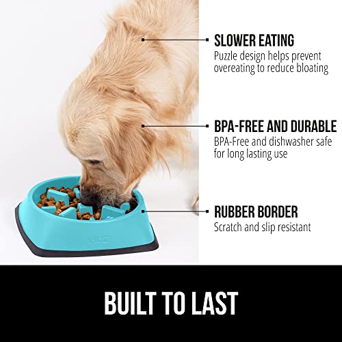 GORILLA GRIP® Patented Slow Feeder Dog Bowl, BPA Free, 2 Cup Turquoise - color: Turquoise, size: 2 Cup