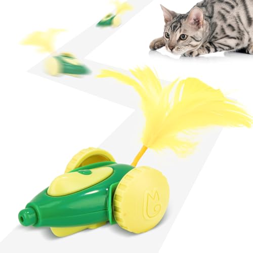 Migipaws cat Toy, Automatic Interactive Migicar Toy Like a Mouse, Intelligent Programme, Rechargeable Kitten Toy - style: Green
