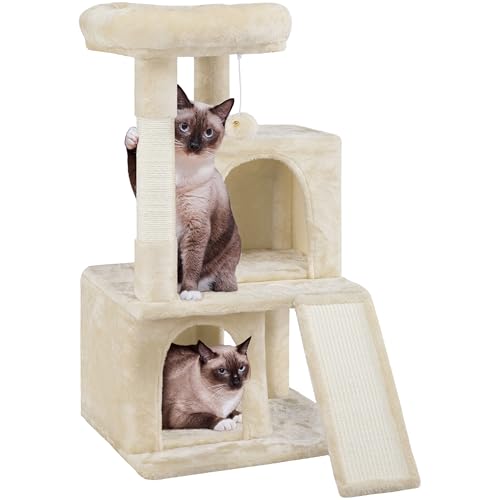 Yaheetech 36in Cat Tree Tower with Large Perch for Senior Kittens - color: Beige, size: 36in