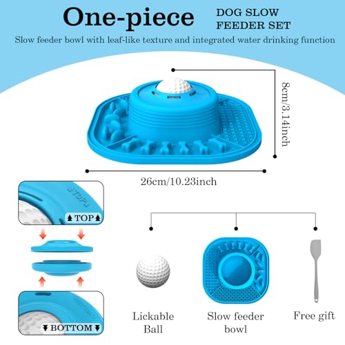 Dog Lick Bowl with Interactive Rolling Ball & Slow Feeder