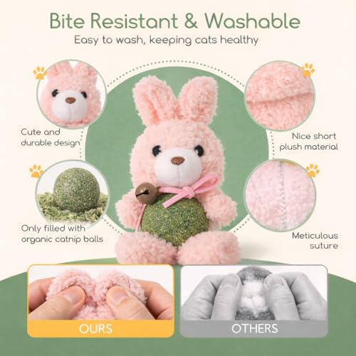 Cat Toys with Catnip Kitten Chew Bite Supplies Boredom Relief Fluffy Kitty Teeth Cleaning Chewing Cat Lovers Interactive Plush Gift (New Rabbit) - color: New Rabbit