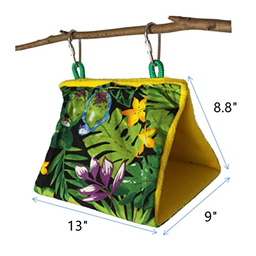 KAMA BRIDAL Bird Nest Hanging Cage Tent for Small Pets Parrot Hammock Parakeet Myna Pigeon Parakeet Lovebird Nest Perch Stand Swing (XL, Rainforest) - size: XL