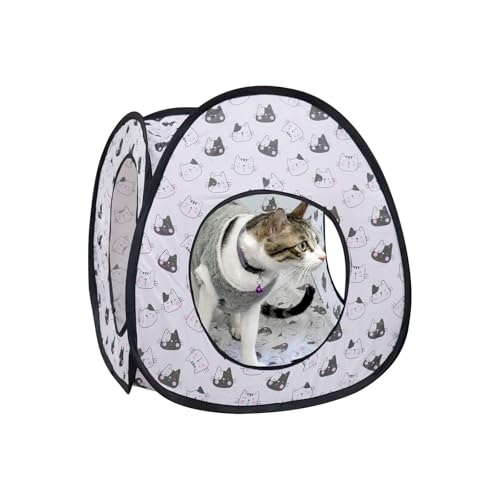 Andiker Cat Pop Up Tent, 3 Holes Safe and Strong Cute Cats Tunnel Collapsible Easy to Carry Cat House for Indoor Cats Kittens Hiding Playing Training Sleeping (Tent Black) - style: Tent Black