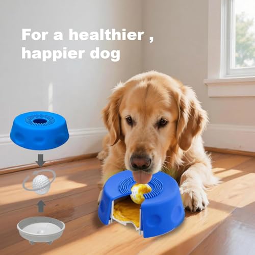 H&H Pets Dog Lick Bowl with Built-in Ball for Liquid Treats – Interactive Dog Feeding Bowl with Rolling Ball, Anti-Spill, Enrichment Lick Toy for All Breeds & Puppy