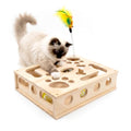 Wooden Cat Scratch Puzzle Enrichment Box,Interactive Cat Slow Feeder Maze Puzzle Toy,Durable Mental Stimulation Enrichment Toy.Relieve Boredom & Reduce Destructive Behaviors - style: Regular 9.8×11.8 IN