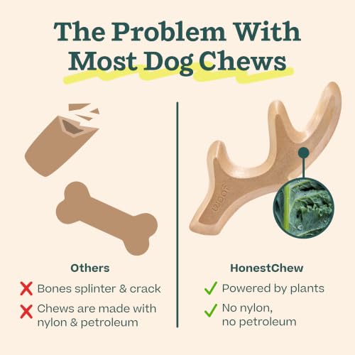 WOOF HonestChew Antler Dog Chew Toy for Dogs Under 25 lbs - color: Antler, size: Small