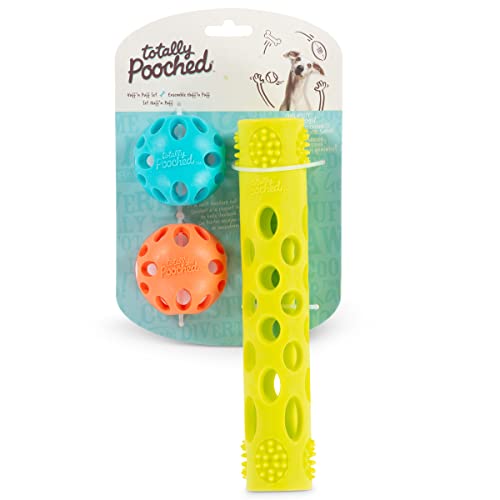 Messy Mutts Totally Pooched Huff n Puff Dog Toys, 3 Piece Set - color: Assorted