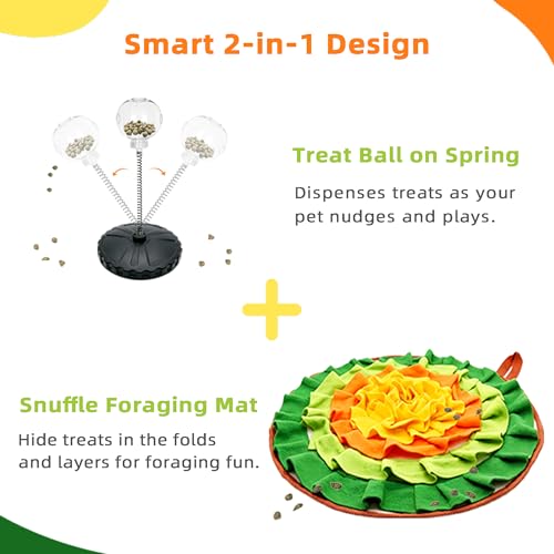 2-in-1 Large 19.7" Round Foraging Mat & Treat Ball For Rabbit Small Animals