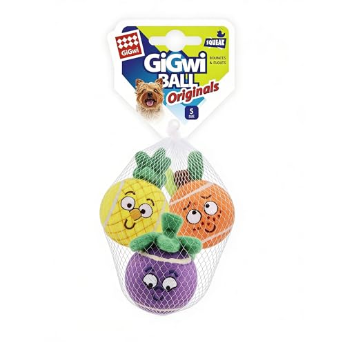 Gigwi Squeaky Tennis Balls for Dogs, 3 Pack Fruit Dog Ball for Small Dogs - color: Fruit Balls 2.2 Inches 3 Pack