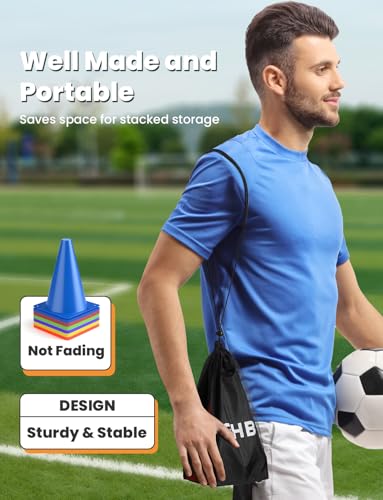 GHB Soccer Cones 7" 9" of 12 24 Pack Disc Soccer Sport Cones - color: 7" 24Pcs multicolor