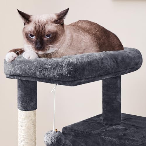 Yaheetech 36in Cat Tree Tower with Large Perch for Senior Kittens - color: Dark Gray, size: 36in