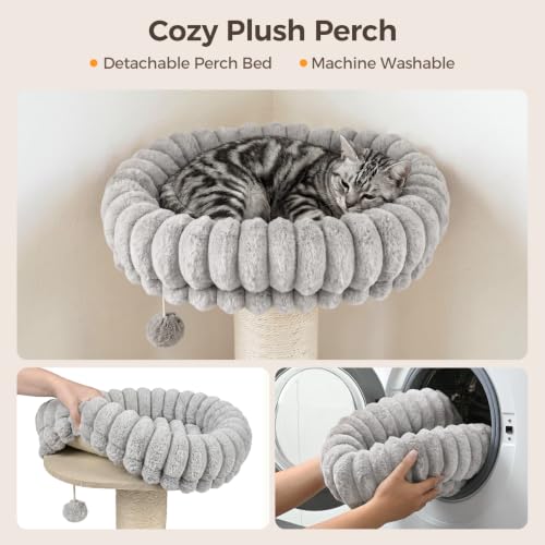 Avont Modern Cloud Cat Scratching Post with Perch for Indoor Adult Cats - color: Lightgrey