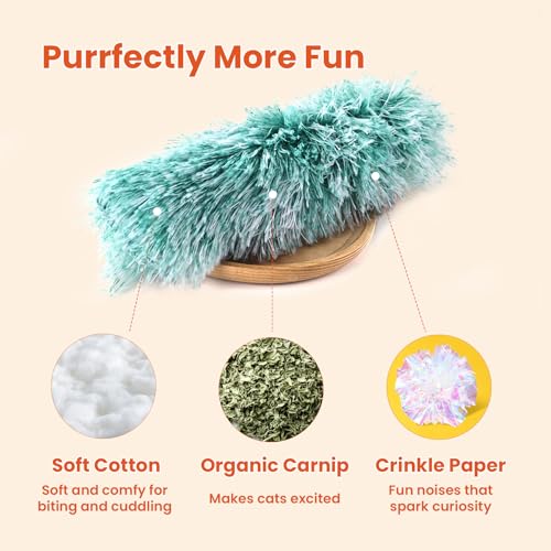 Cat Toys, 3 Pack Crinkle Catnip Pillow Toys for Indoor Cats - color: Blue Orange Green